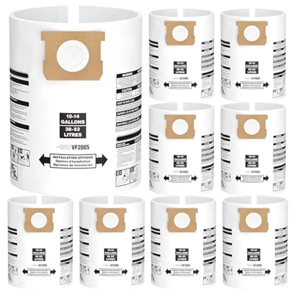 8PCS 10-14 Gallon Vacuum Bags for Shop Vac Bags