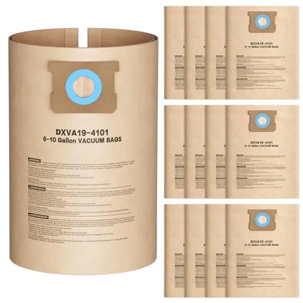 DXVA19-4101 Vacuum Bags for DEWALT 6, 8, 9, 10 Gallon Wet/Dry Shop Vacuums